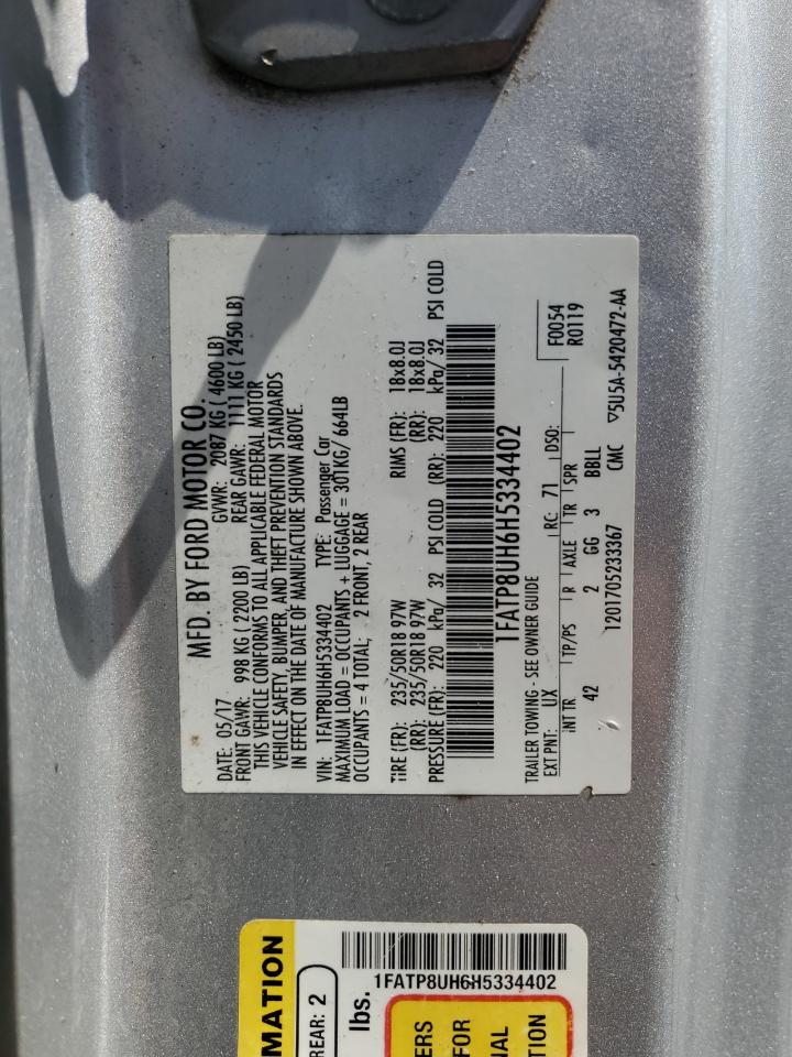 2017 Ford Mustang VIN: 1FATP8UH6H5334402 Lot: 67267775