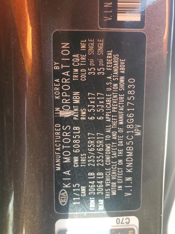 2016 Kia Sedona Lx VIN: KNDMB5C18G6175830 Lot: 64697175