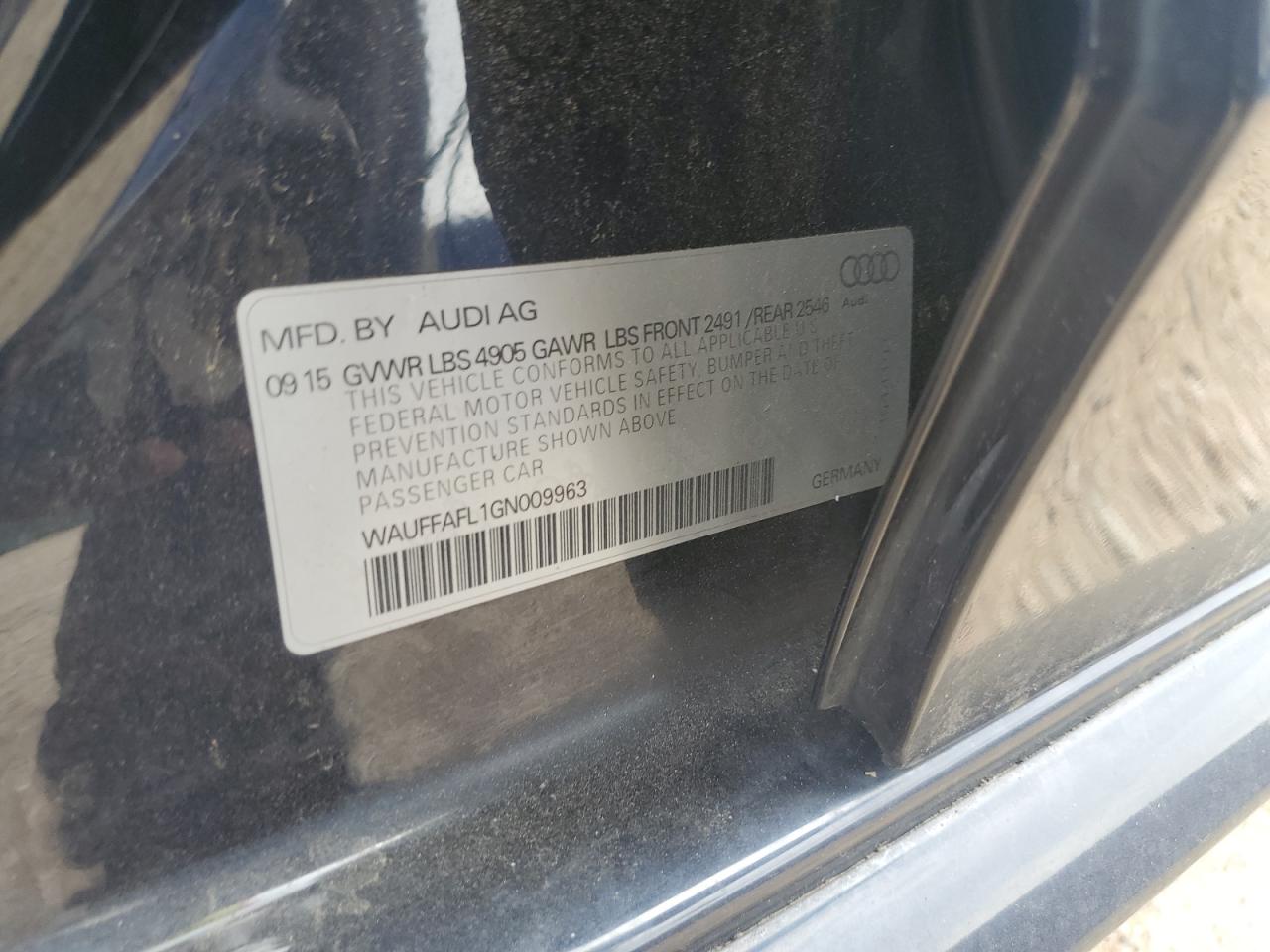2016 Audi A4 Premium Plus S-Line VIN: WAUFFAFL1GN009963 Lot: 64862735