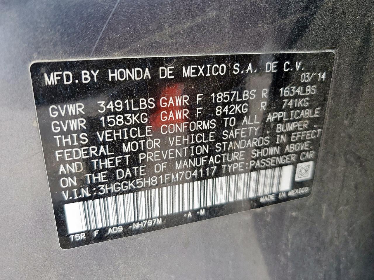 2015 Honda Fit Ex VIN: 3HGGK5H81FM704117 Lot: 64452725