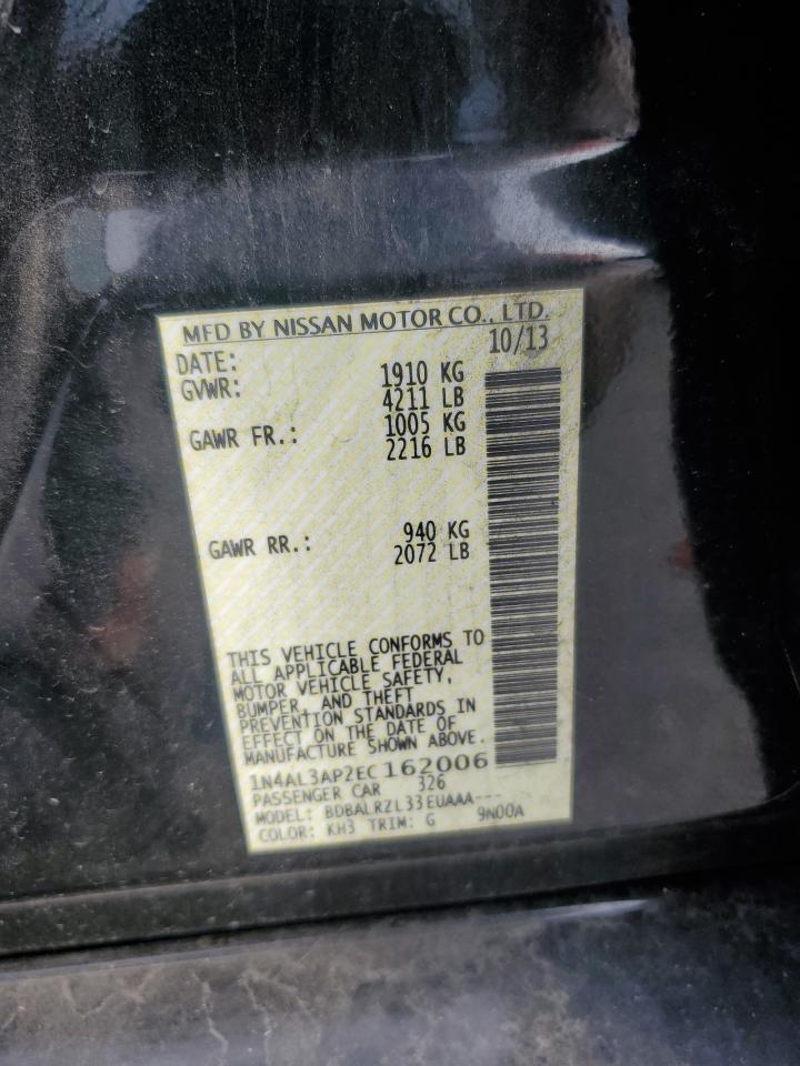 2014 Nissan Altima 2.5 VIN: 1N4AL3AP2EC162006 Lot: 65073185