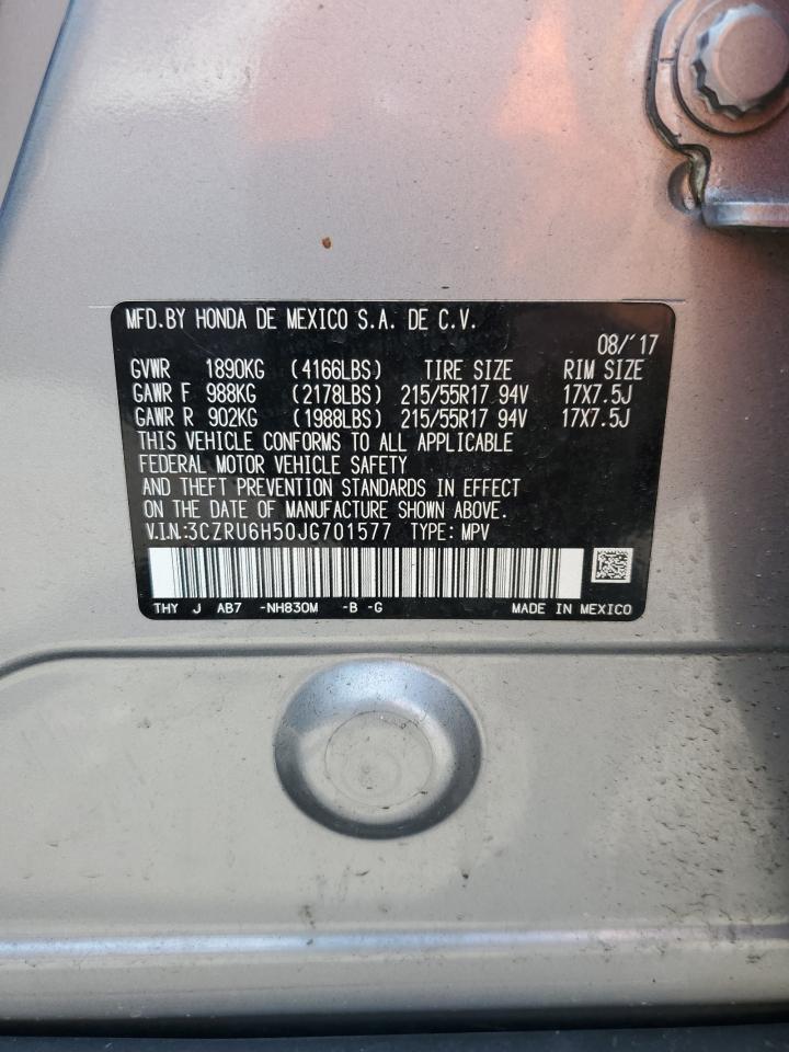 2018 Honda Hr-V Ex VIN: 3CZRU6H50JG701577 Lot: 62907355