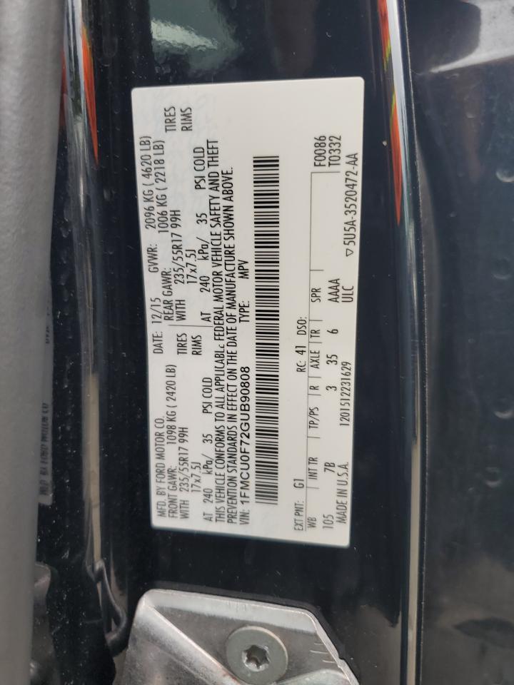 2016 Ford Escape S VIN: 1FMCU0F72GUB90808 Lot: 65196045