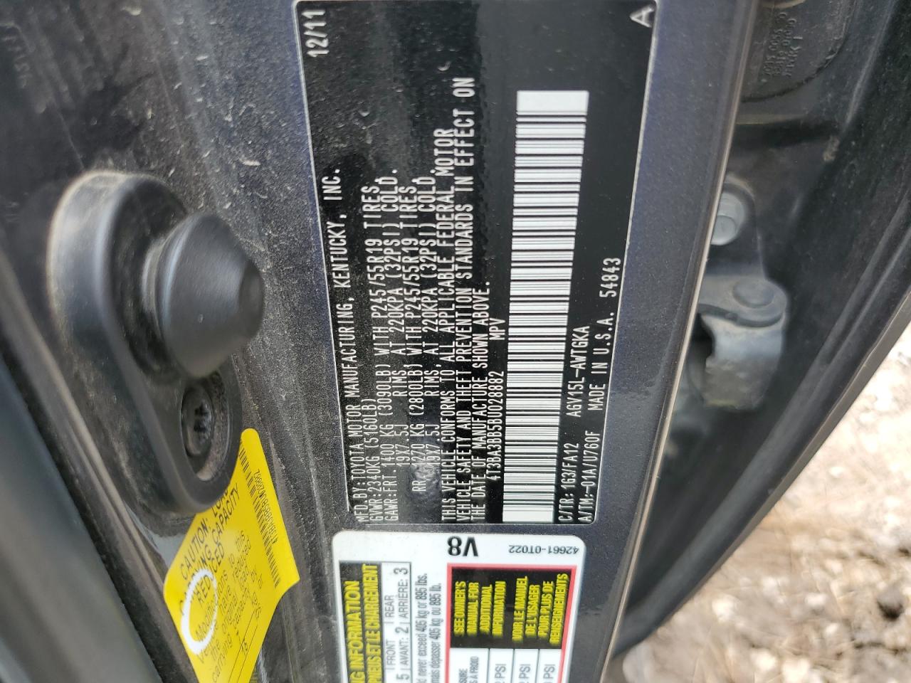 2011 Toyota Venza VIN: 4T3BA3BB5BU028882 Lot: 65816565