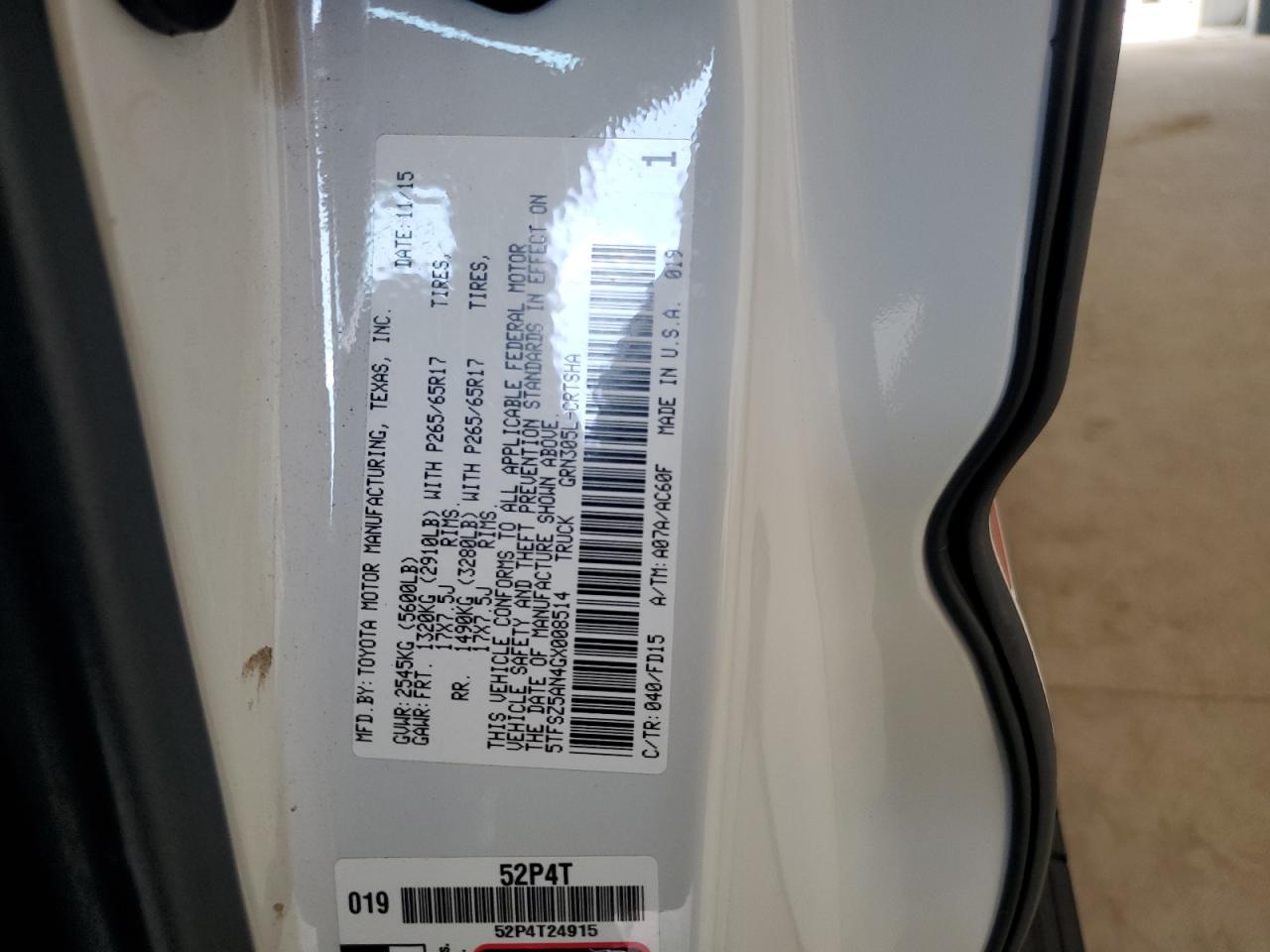 2016 Toyota Tacoma Access Cab VIN: 5TFSZ5AN4GX008514 Lot: 64236965