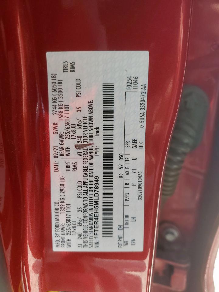 2021 Ford Ranger Xl VIN: 1FTER4EH5MLD78949 Lot: 64318945