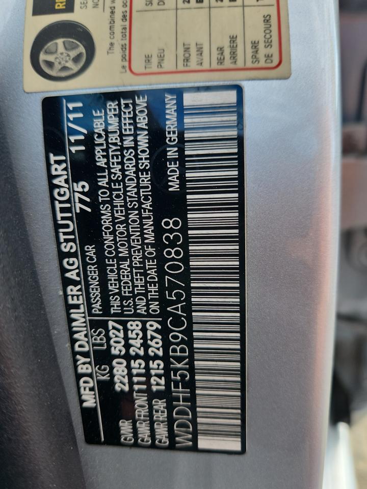 2012 Mercedes-Benz E 350 VIN: WDDHF5KB9CA570838 Lot: 64124155