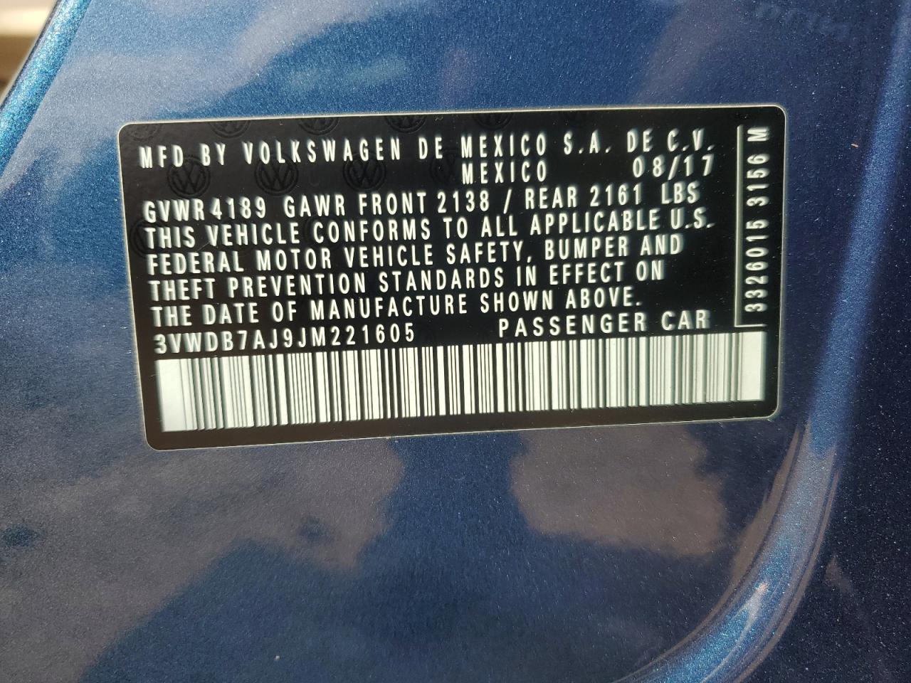 2018 Volkswagen Jetta Se VIN: 3VWDB7AJ9JM221605 Lot: 64036985