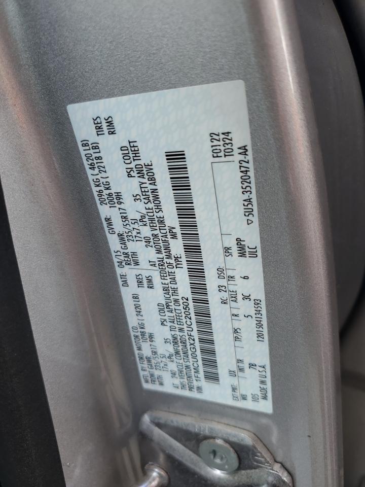 2015 Ford Escape Se VIN: 1FMCU0GX2FUC20502 Lot: 64175695