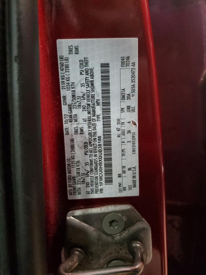 2013 Ford Escape Sel VIN: 1FMCU0H9XDUB38188 Lot: 64668455