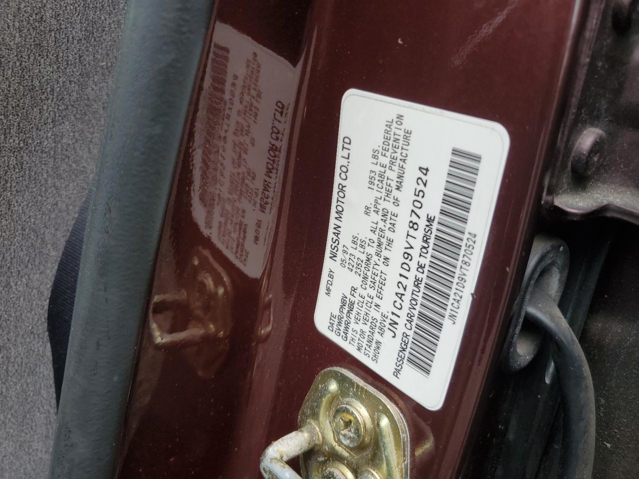 1997 Nissan Maxima Gle VIN: JN1CA21D9VT870524 Lot: 64335325