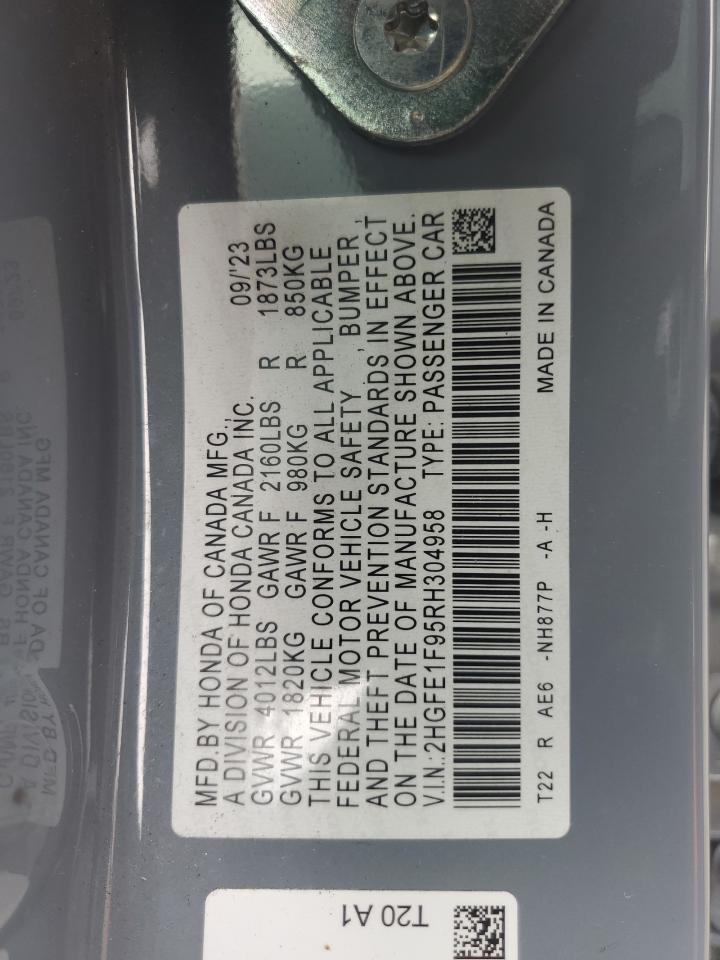 2024 Honda Civic Touring VIN: 2HGFE1F95RH304958 Lot: 64964275