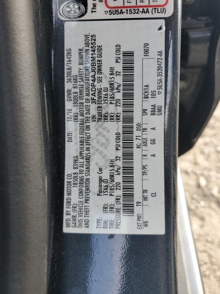 2011 Ford Fiesta S VIN: 3FADP4AJ0BM145525 Lot: 63452455