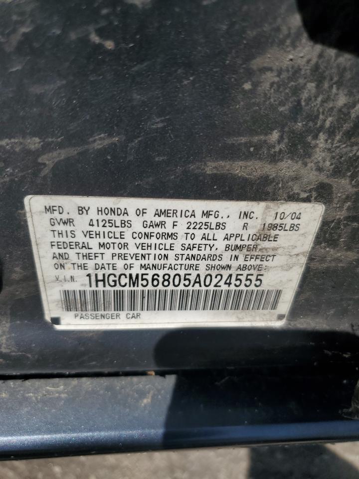 2005 Honda Accord Ex VIN: 1HGCM56805A024555 Lot: 65885235