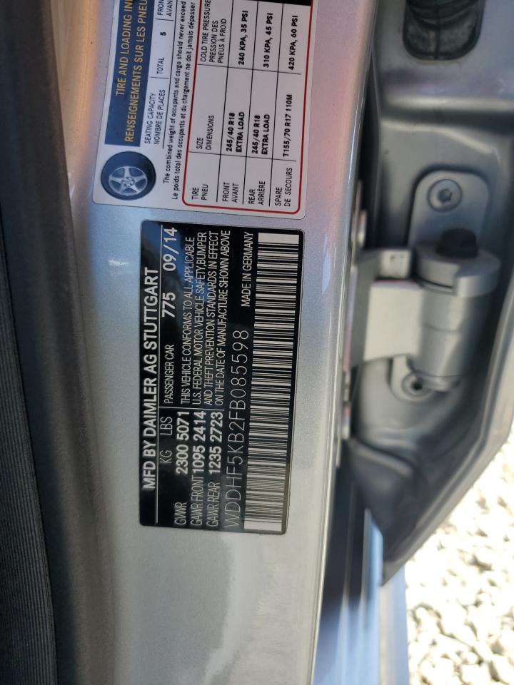 2015 Mercedes-Benz E 350 VIN: WDDHF5KB2FB085598 Lot: 64241205