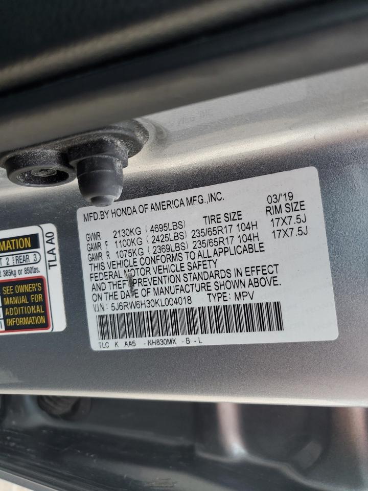 2019 Honda Cr-V Lx VIN: 5J6RW6H30KL004018 Lot: 63856725