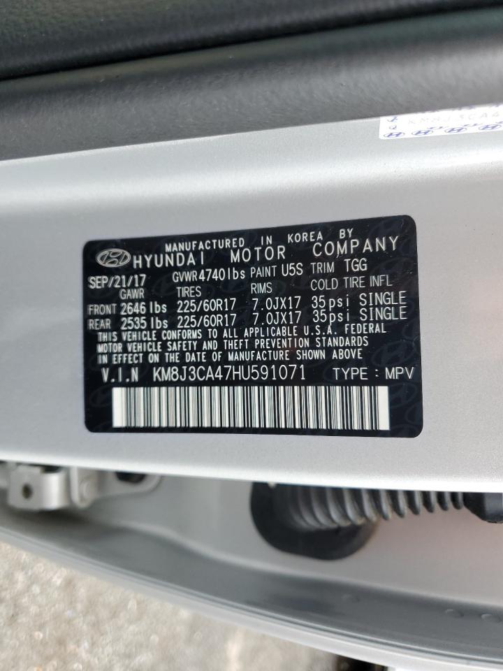 2017 Hyundai Tucson Limited VIN: KM8J3CA47HU591071 Lot: 64009645