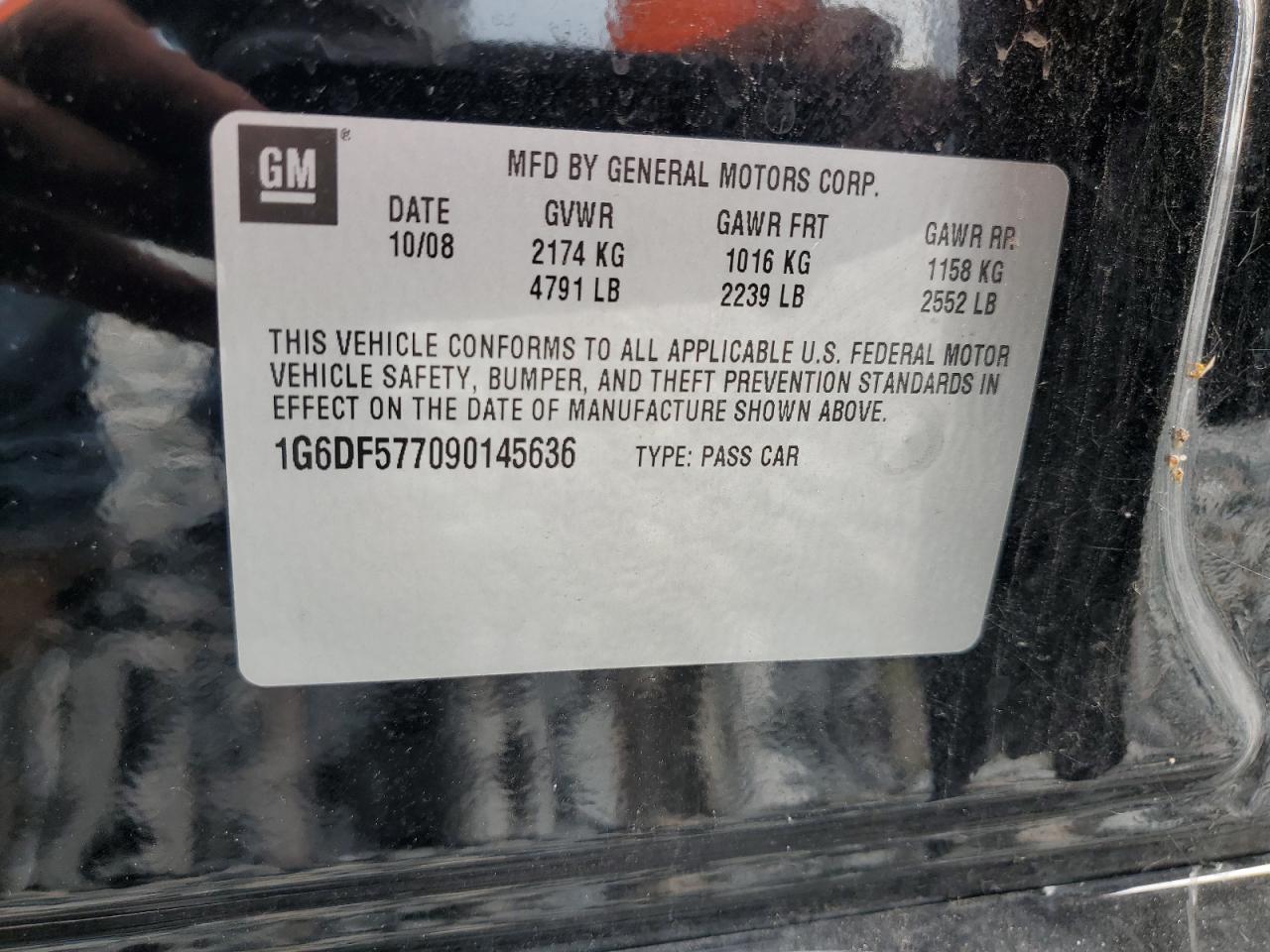 2009 Cadillac Cts VIN: 1G6DF577090145636 Lot: 64837865