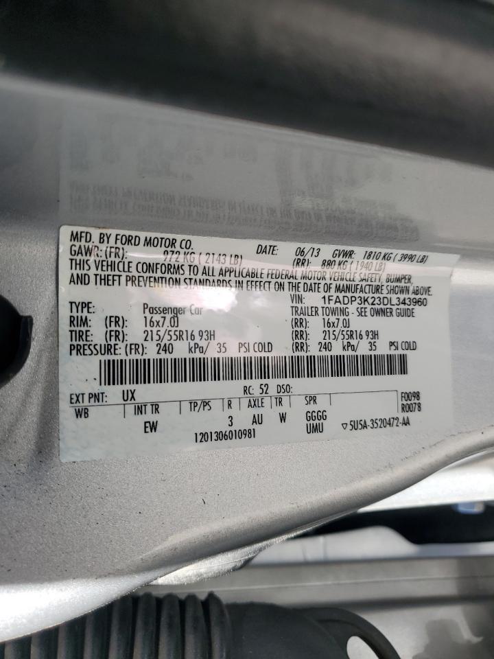2013 Ford Focus Se VIN: 1FADP3K23DL343960 Lot: 63215835