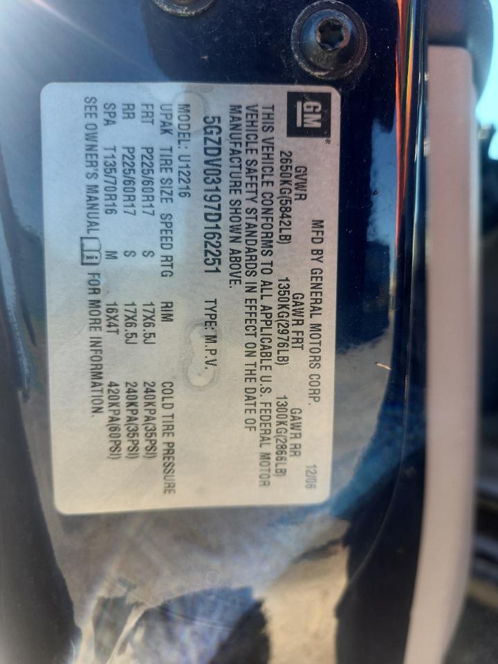 2007 Saturn Relay 2 VIN: 5GZDV03197D162251 Lot: 63281665