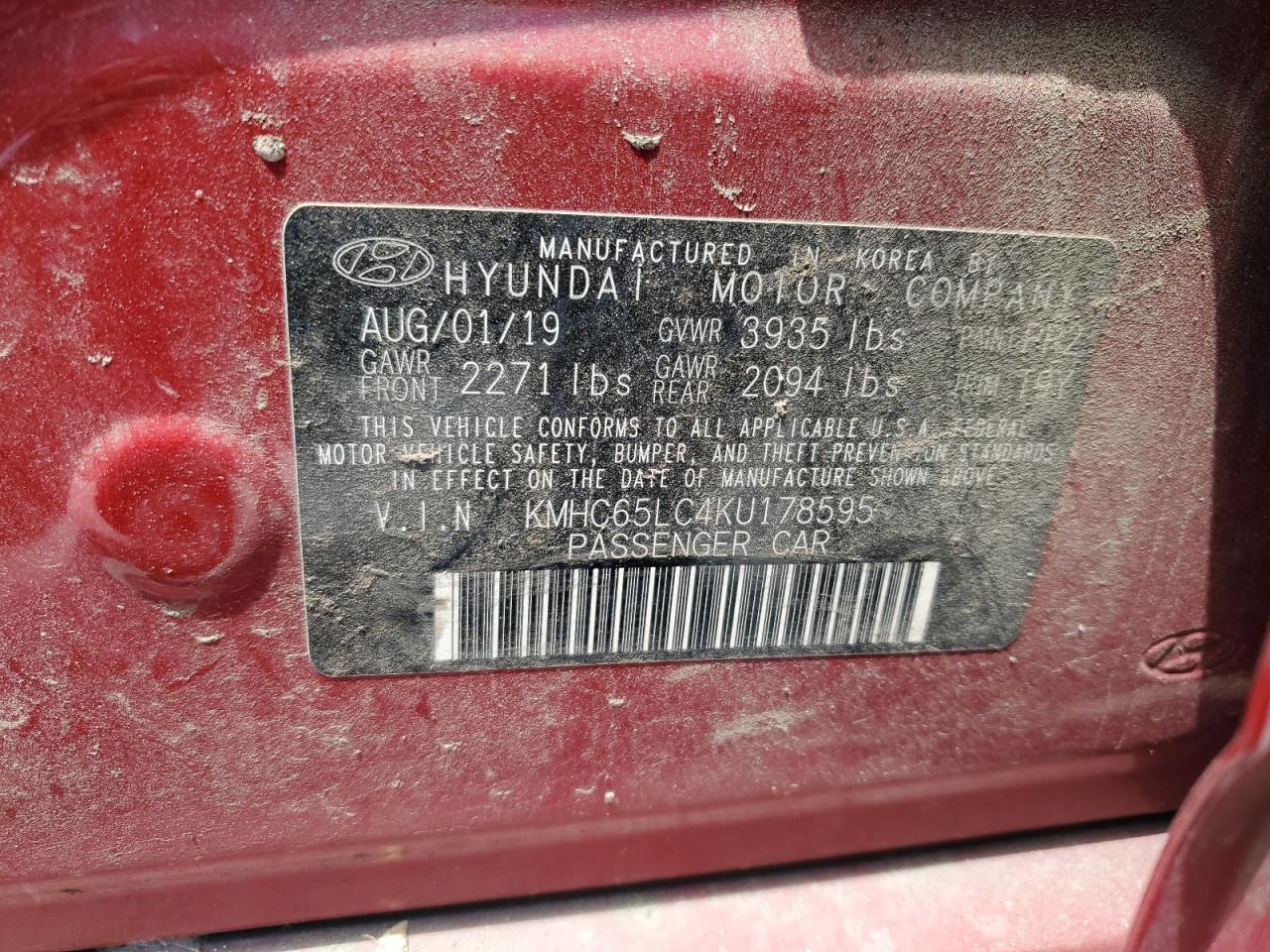 2019 Hyundai Ioniq Blue VIN: KMHC65LC4KU178595 Lot: 64305025