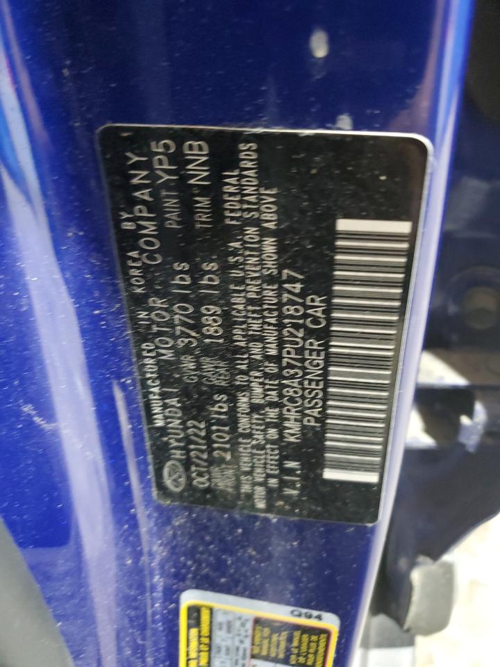 2023 Hyundai Venue Sel VIN: KMHRC8A37PU218747 Lot: 64484535