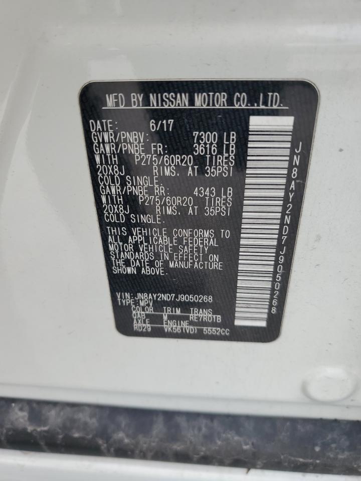 2018 Nissan Armada Sv VIN: JN8AY2ND7J9050268 Lot: 64190735