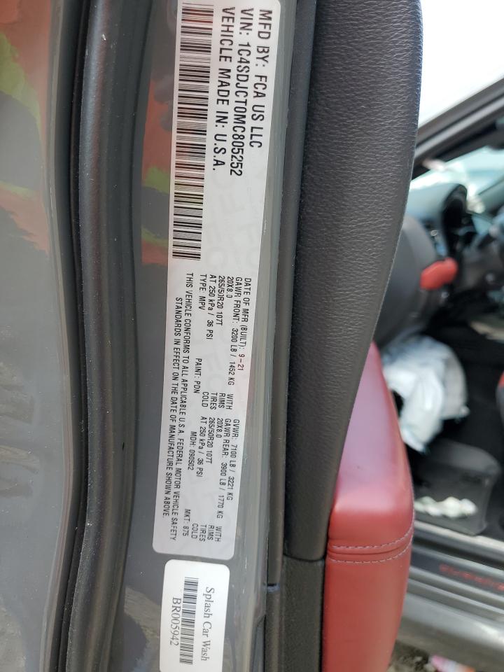 2021 Dodge Durango R/T VIN: 1C4SDJCT0MC805252 Lot: 64202585