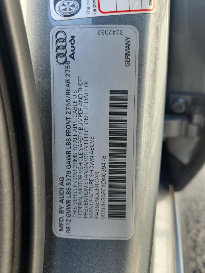2013 Audi A6 Prestige VIN: WAUHGAFCXDN039478 Lot: 63867145