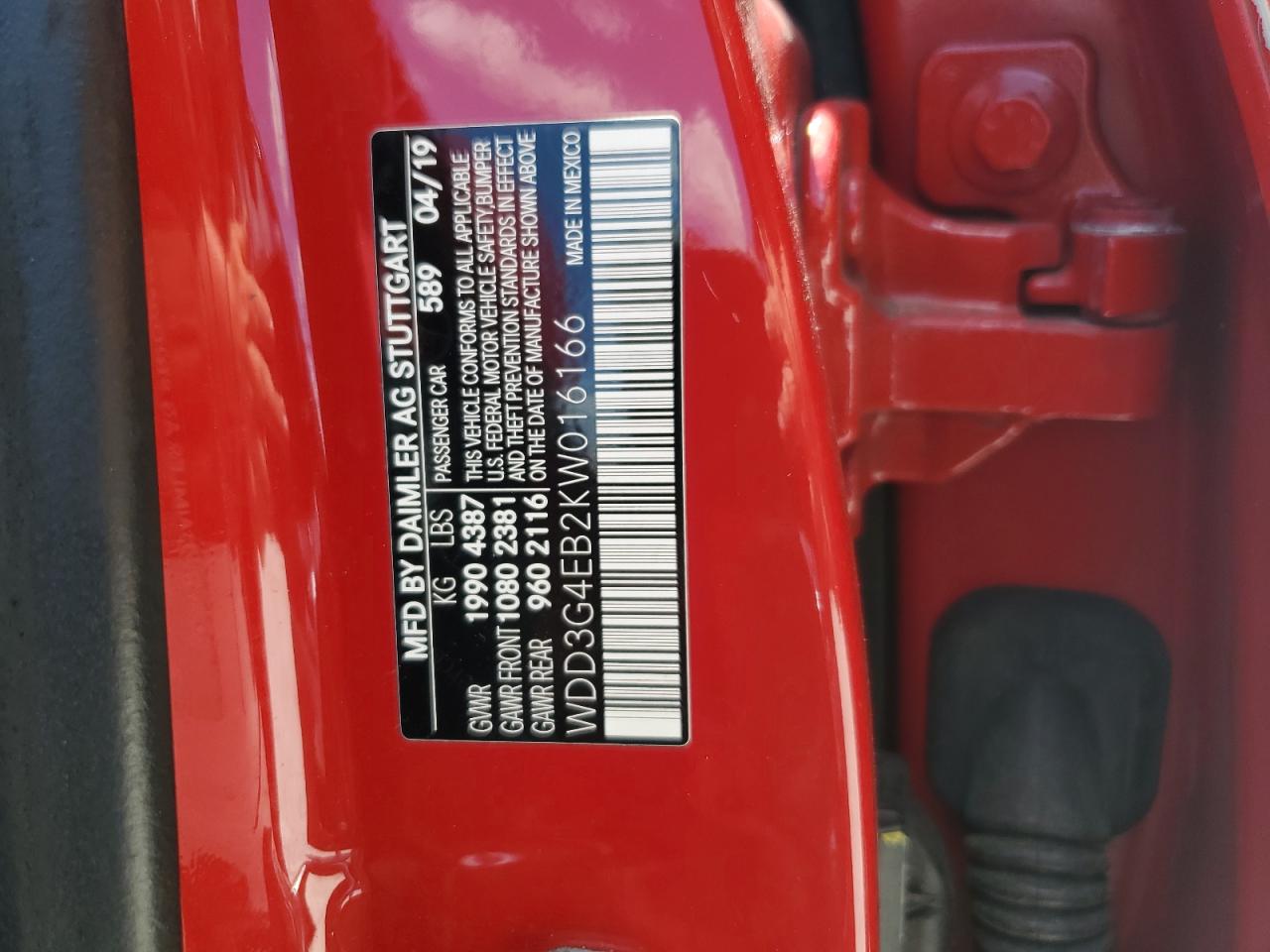 2019 Mercedes-Benz A 220 VIN: WDD3G4EB2KW016166 Lot: 66398575