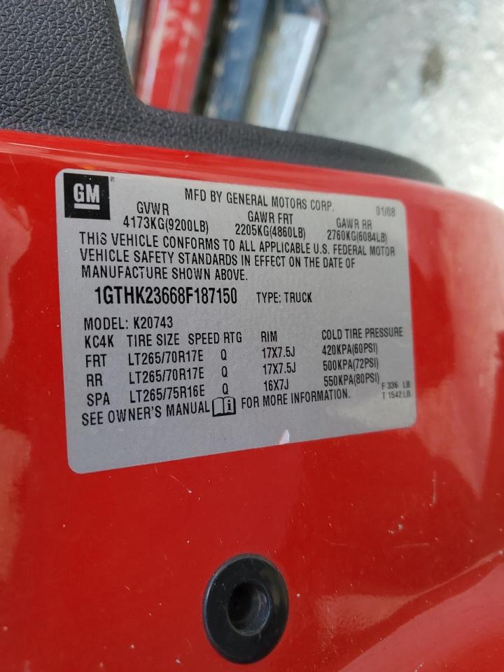 2008 GMC Sierra K2500 Heavy Duty VIN: 1GTHK23668F187150 Lot: 63035865