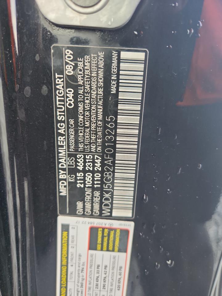 2010 Mercedes-Benz E 350 VIN: WDDKJ5GB2AF013265 Lot: 64382395