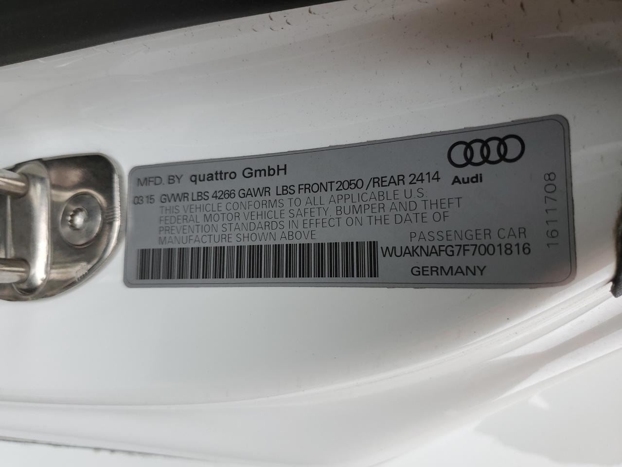2015 Audi R8 5.2 Plus Quattro VIN: WUAKNAFG7F7001816 Lot: 64519525