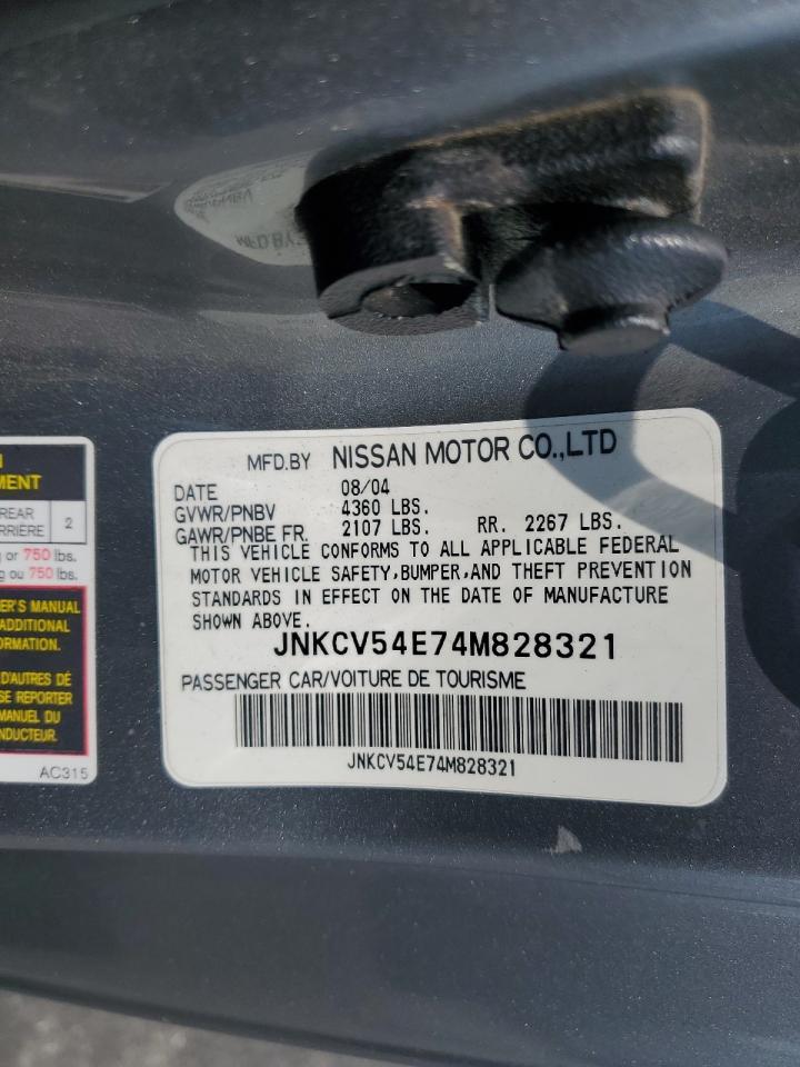2004 Infiniti G35 VIN: JNKCV54E74M828321 Lot: 64777245