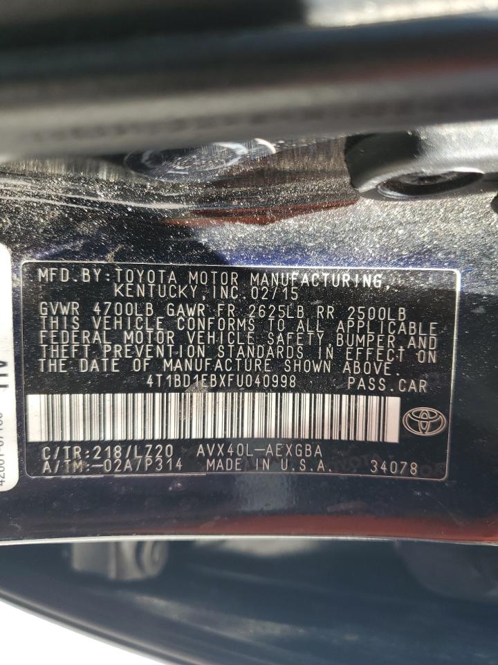 2015 Toyota Avalon Hybrid VIN: 4T1BD1EBXFU040998 Lot: 63845505