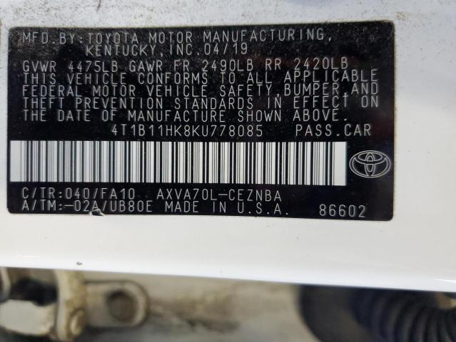 2019 TOYOTA CAMRY L  