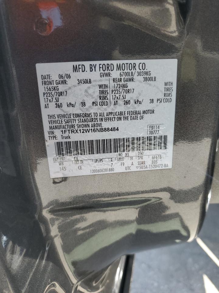 2006 Ford F150 VIN: 1FTRX12W16NB88484 Lot: 64395845