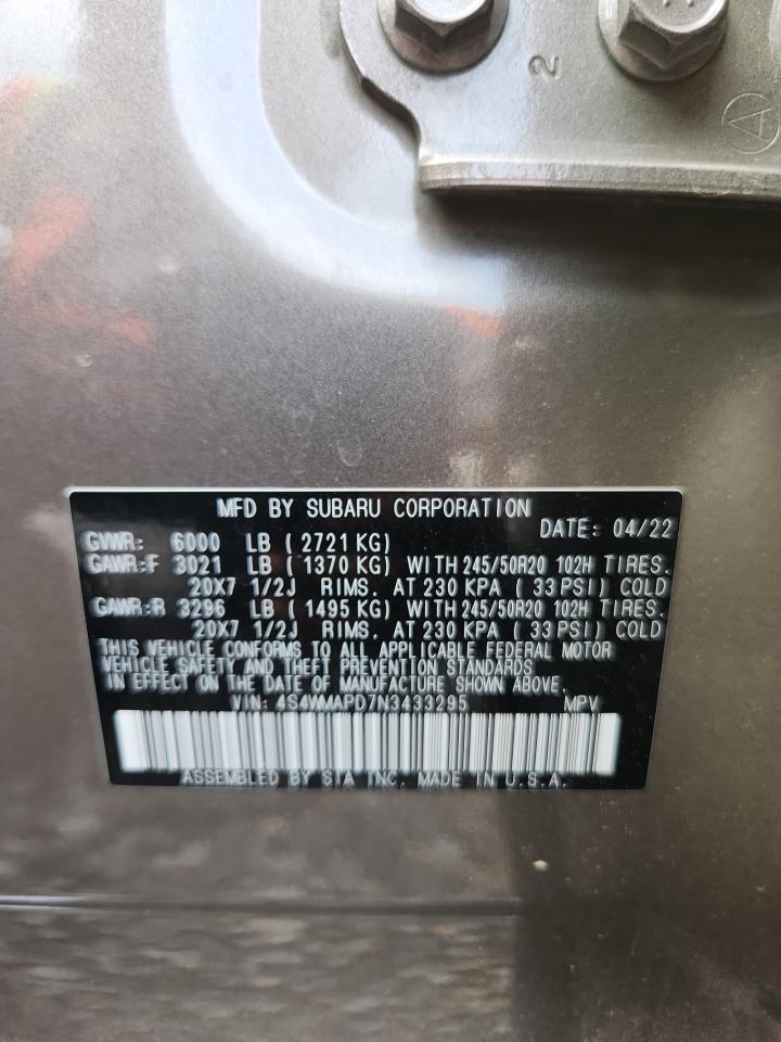2022 Subaru Ascent Limited VIN: 4S4WMAPD7N3433295 Lot: 63222445