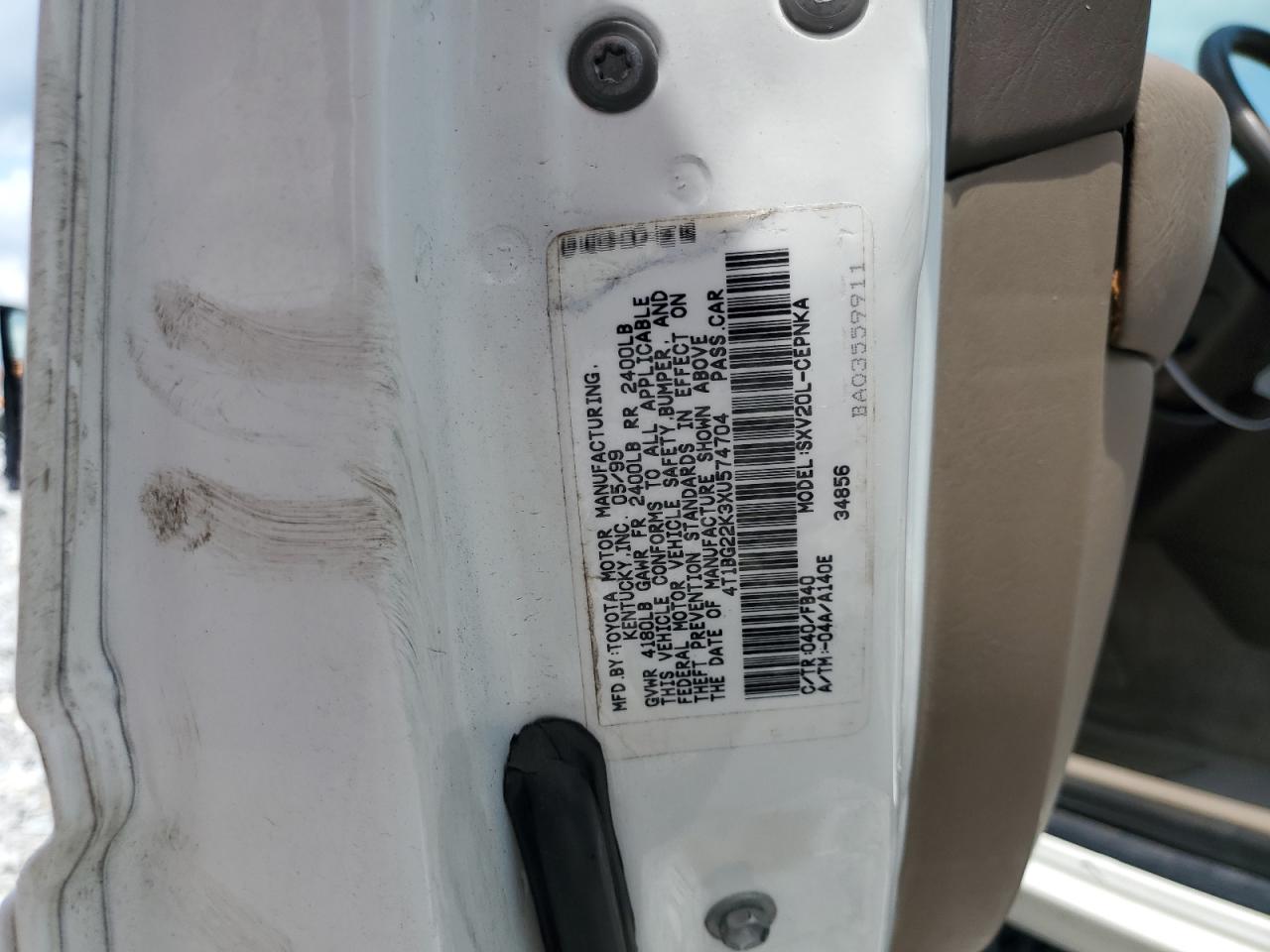 1999 Toyota Camry Ce VIN: 4T1BG22K3XU574704 Lot: 65153445