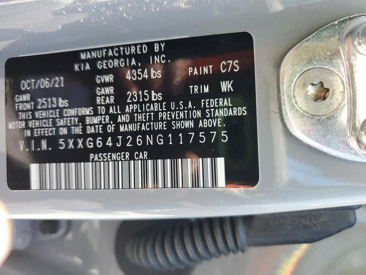 2022 Kia K5 Gt Line VIN: 5XXG64J26NG117575 Lot: 64244835