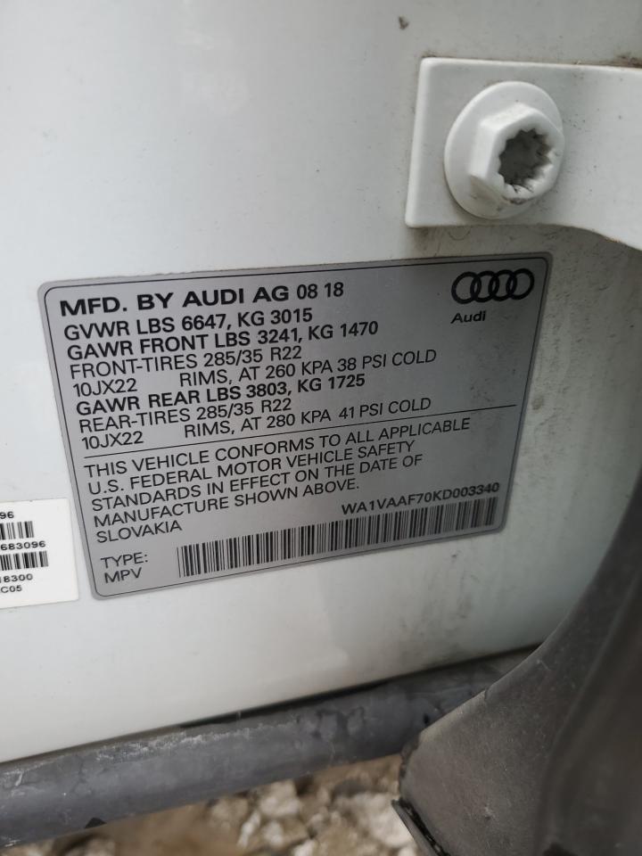 2019 Audi Q7 Prestige VIN: WA1VAAF70KD003340 Lot: 64752055