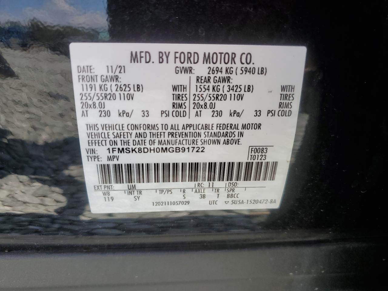 2021 Ford Explorer Xlt VIN: 1FMSK8DH0MGB91722 Lot: 64585625