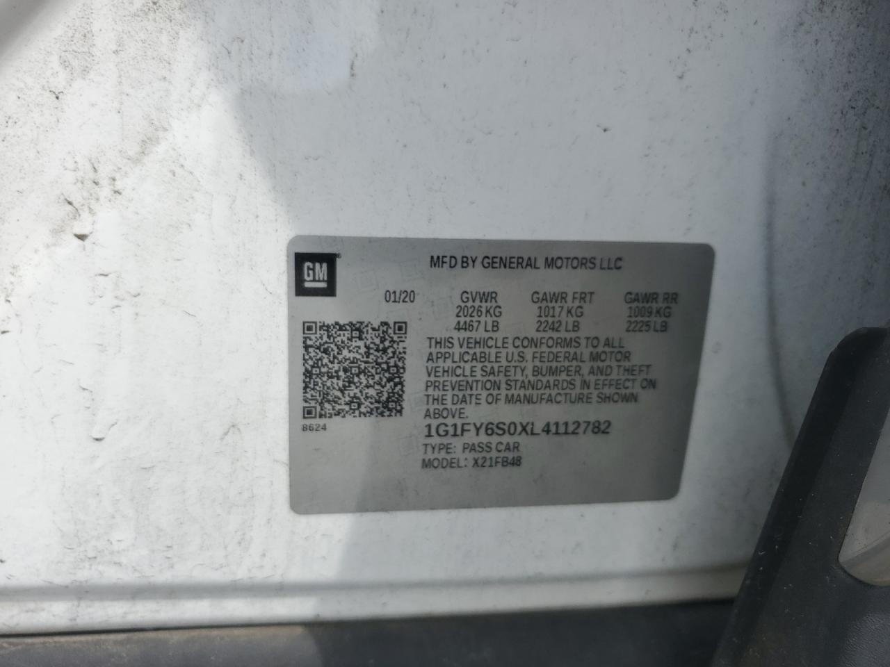 2020 Chevrolet Bolt Ev Lt VIN: 1G1FY6S0XL4112782 Lot: 65273145