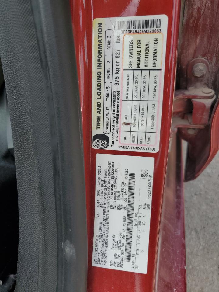 2014 Ford Fiesta Se VIN: 3FADP4BJ4EM220083 Lot: 64323315