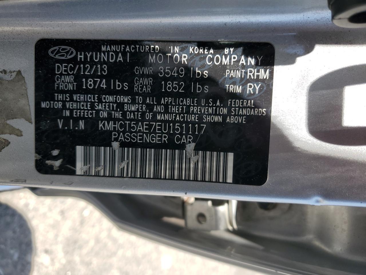2014 Hyundai Accent Gls VIN: KMHCT5AE7EU151117 Lot: 63606685