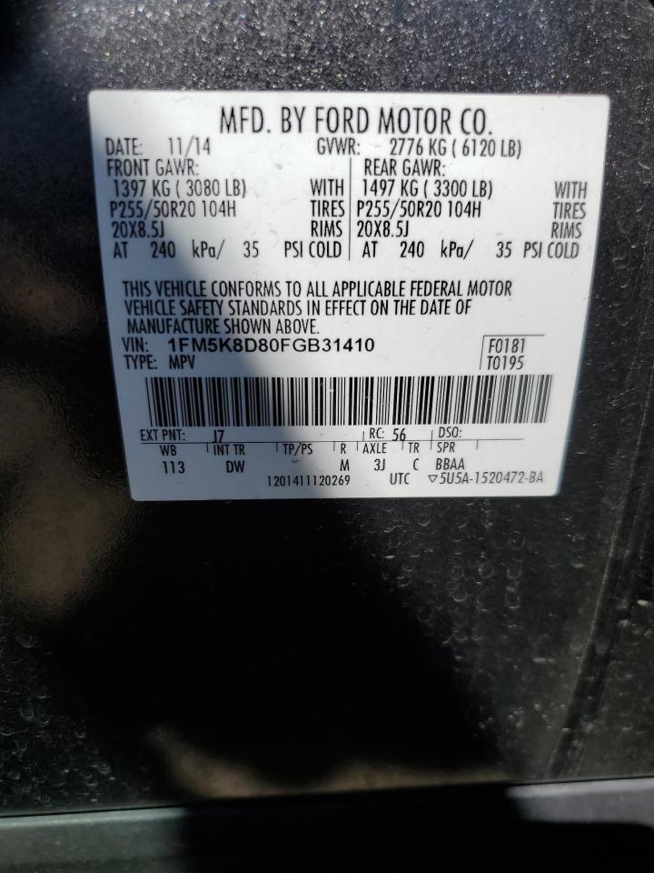 2015 Ford Explorer Xlt VIN: 1FM5K8D80FGB31410 Lot: 63859805