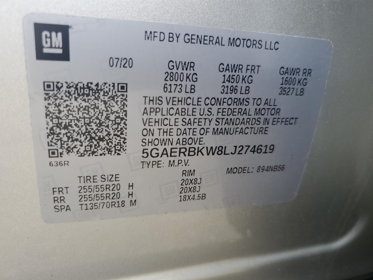 2020 Buick Enclave Essence VIN: 5GAERBKW8LJ274619 Lot: 64678625