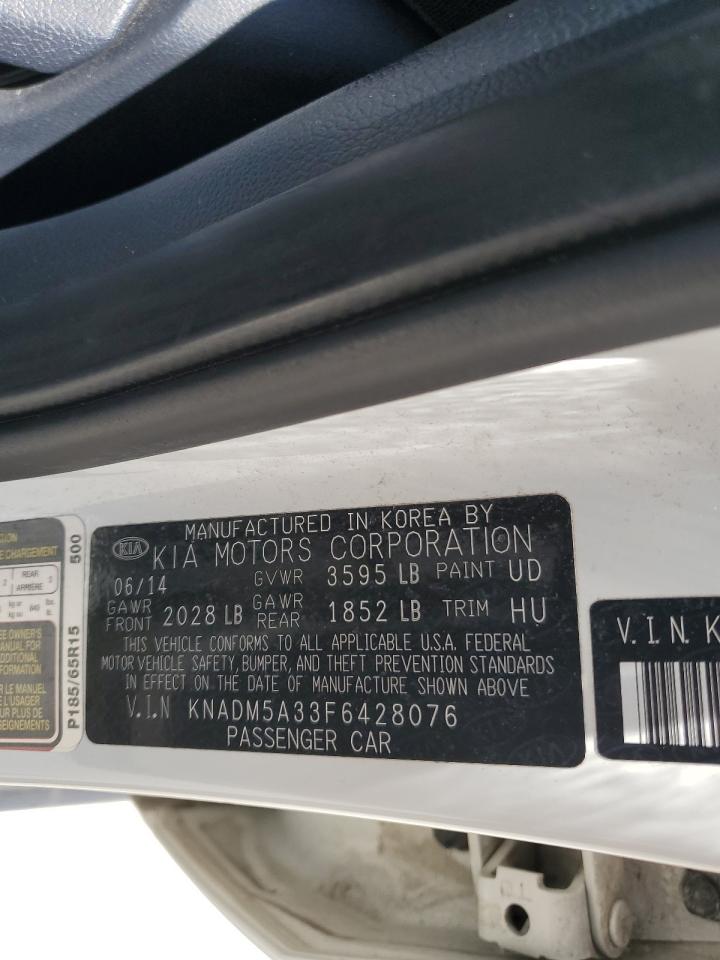 2015 Kia Rio Lx VIN: KNADM5A33F6428076 Lot: 62772705