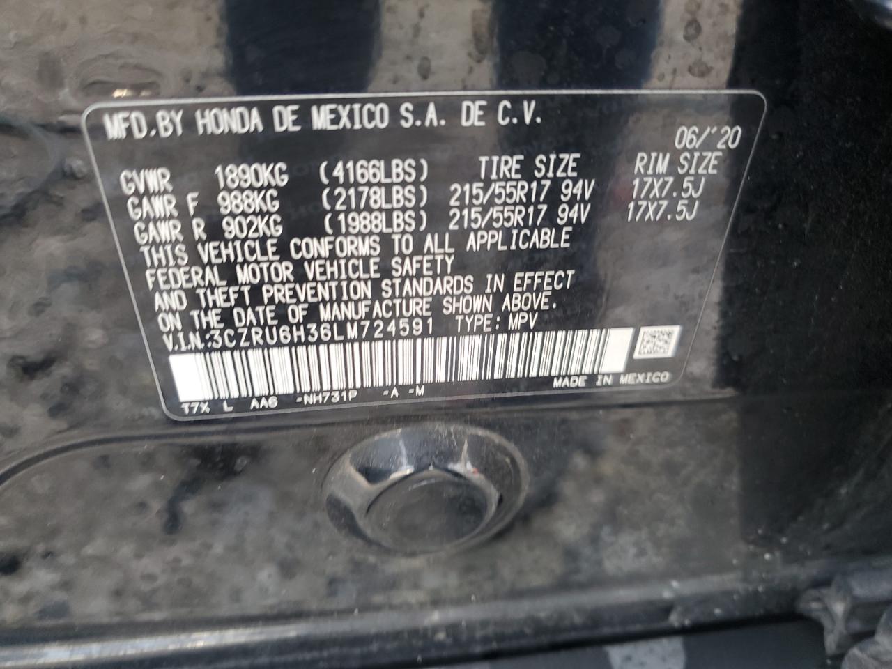 2020 Honda Hr-V Lx VIN: 3CZRU6H36LM724591 Lot: 66617365