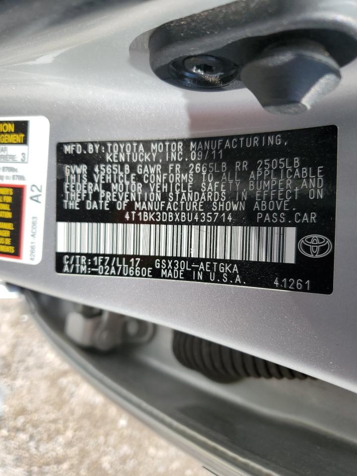 2011 Toyota Avalon Base VIN: 4T1BK3DBXBU435714 Lot: 64099375